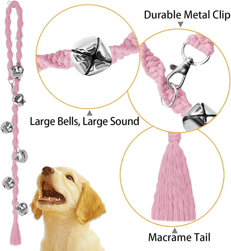 GINIDEAR Dog Bells to Go Outside & Puppy Potty Training, Adjustable Dog Door Bell Ring to Go Potty, Handmade with Premium Yarn. Twisted Style, LightPink - Image 3